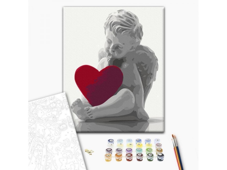 Tableau à peindre par soi-même - Ange (coeur rouge)