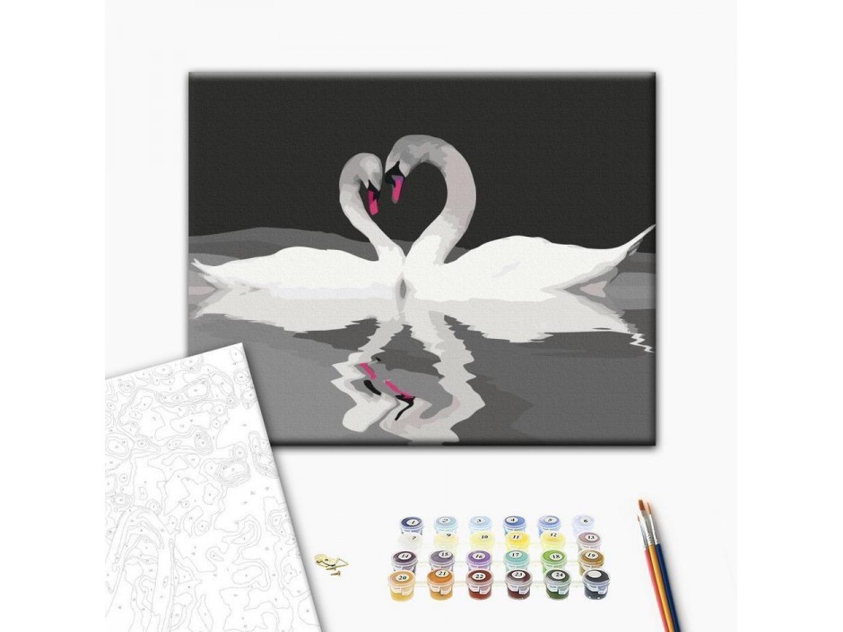 Tableau à peindre par soi-même - Couple de cygnes