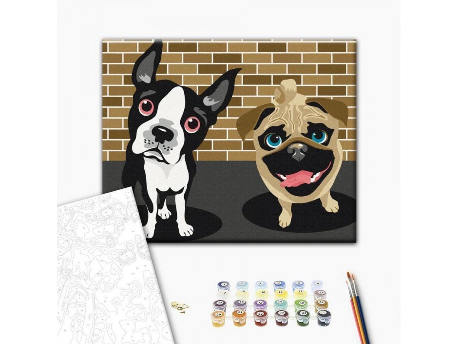 Tableau à peindre par soi-même - Chiens adorables
