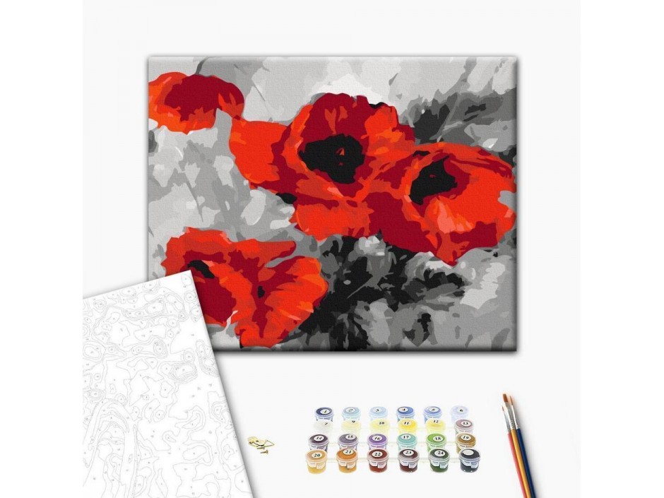 Tableau à peindre par soi-même - Bouquet de coquelicots