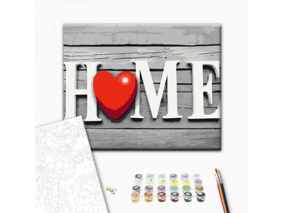Tableau à peindre par soi-même - Home with Red Heart