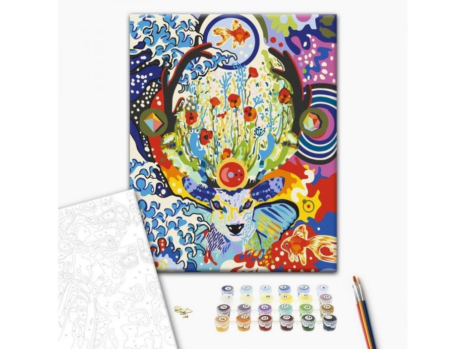 Tableau à peindre par soi-même - Deer and Flowers