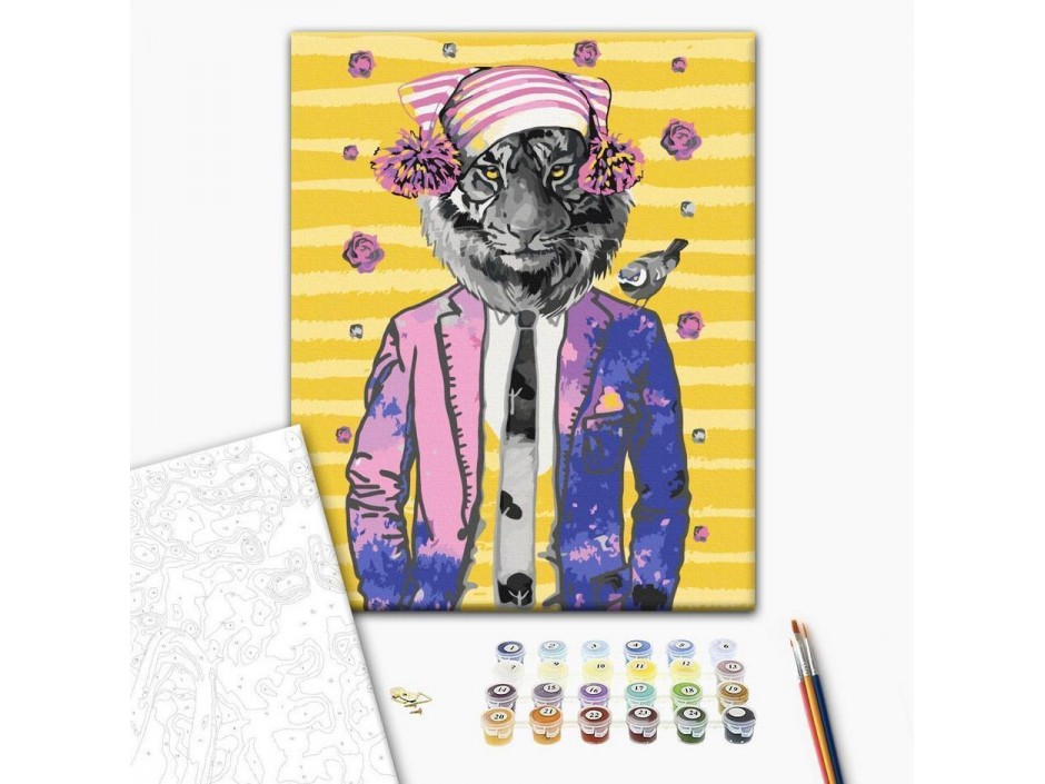 Tableau à peindre par soi-même - Tiger in Hat