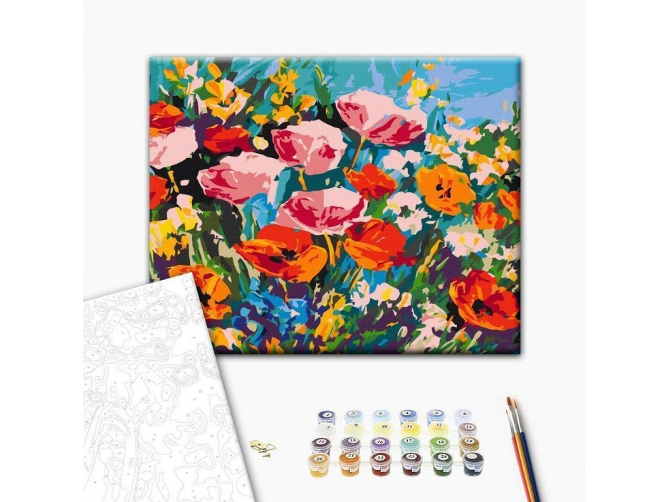 Tableau à peindre par soi-même - Fleurs de champs colorées