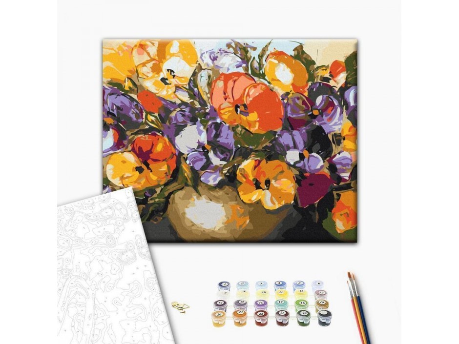 Tableau à peindre par soi-même - Violas dans un vase