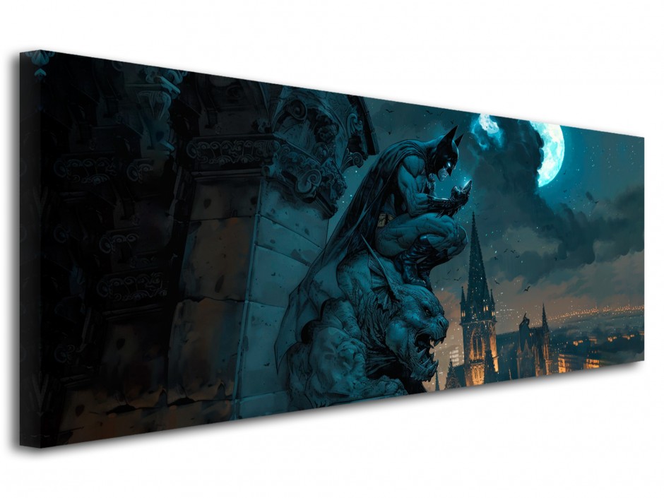 Tableau toile imprimée Chevalier nocturne sur gargouille