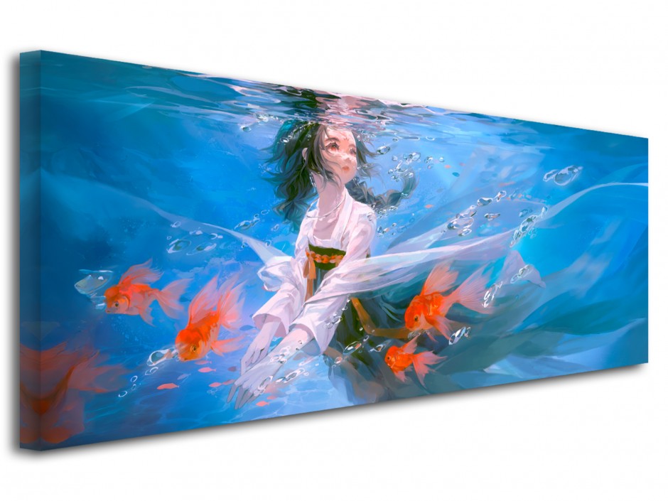 Tableau toile imprimée Rêverie aquatique aux poissons dorés