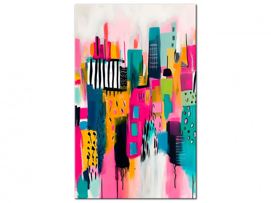 Tableau Aluminium Ville Pop Colorée