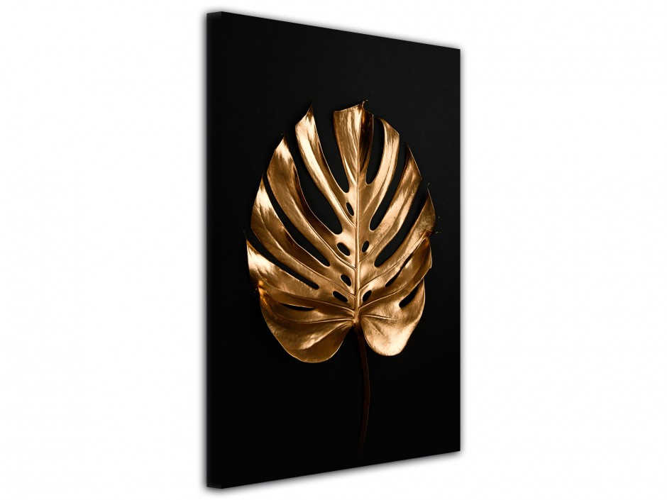 Tableau toile imprimée Feuille Dorée V