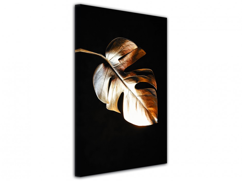 Tableau toile imprimée Feuille Dorée VII