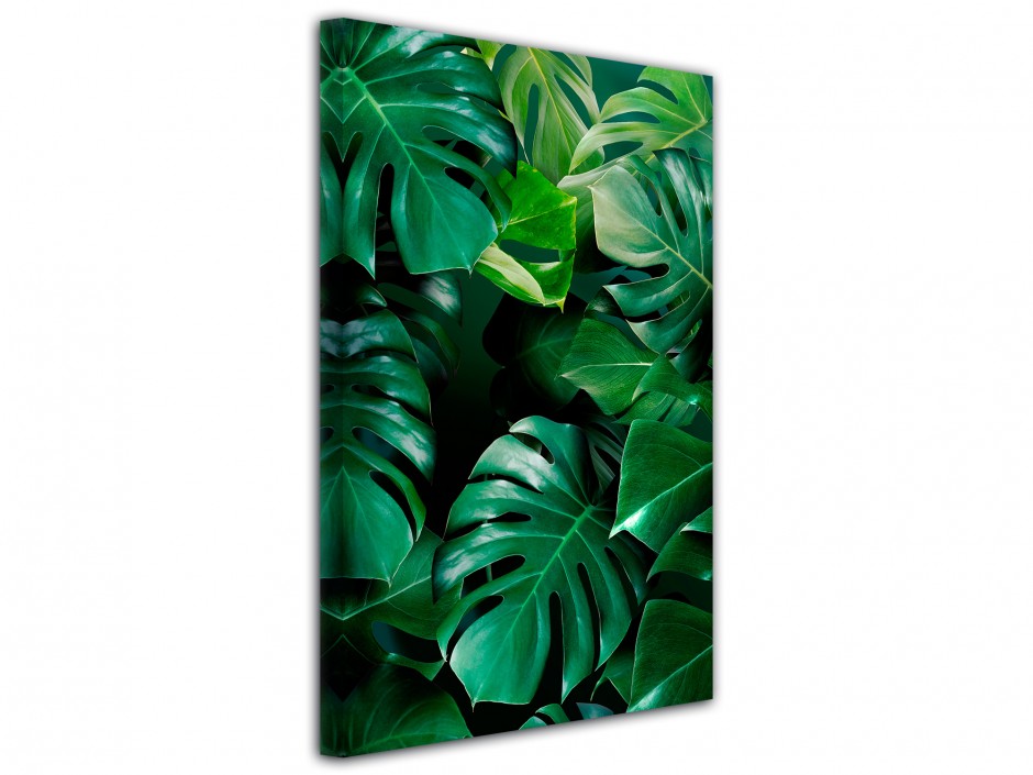 Tableau toile imprimée Monstera Émeraude Perlé
