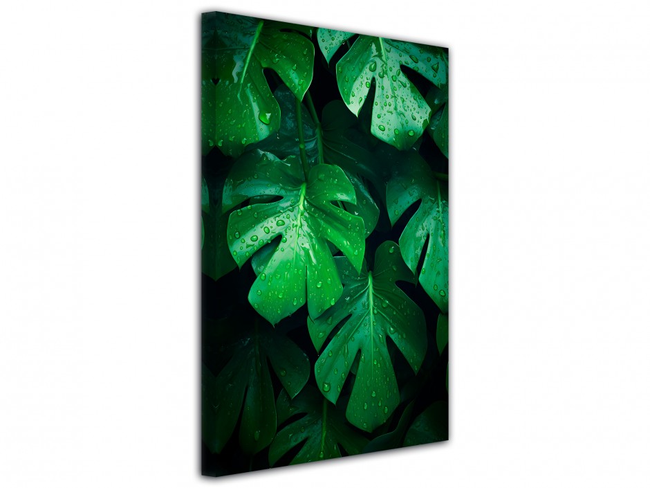Tableau toile imprimée Mur de Feuilles Émeraude