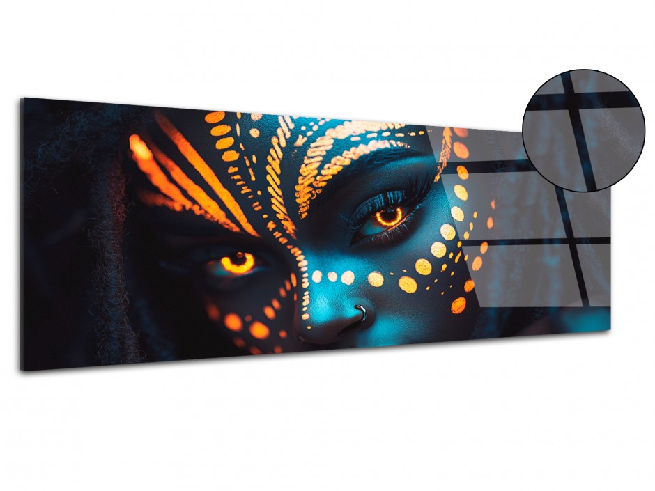 Tableau Plexiglas Regard tribal luminescent