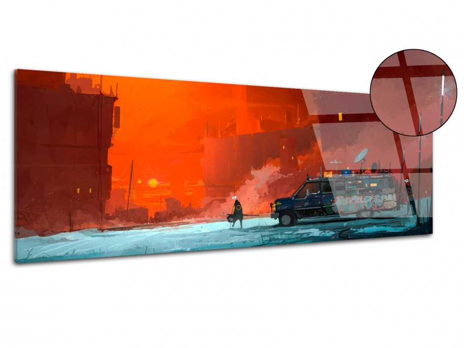 Tableau Plexiglas Aurore urbaine rouge