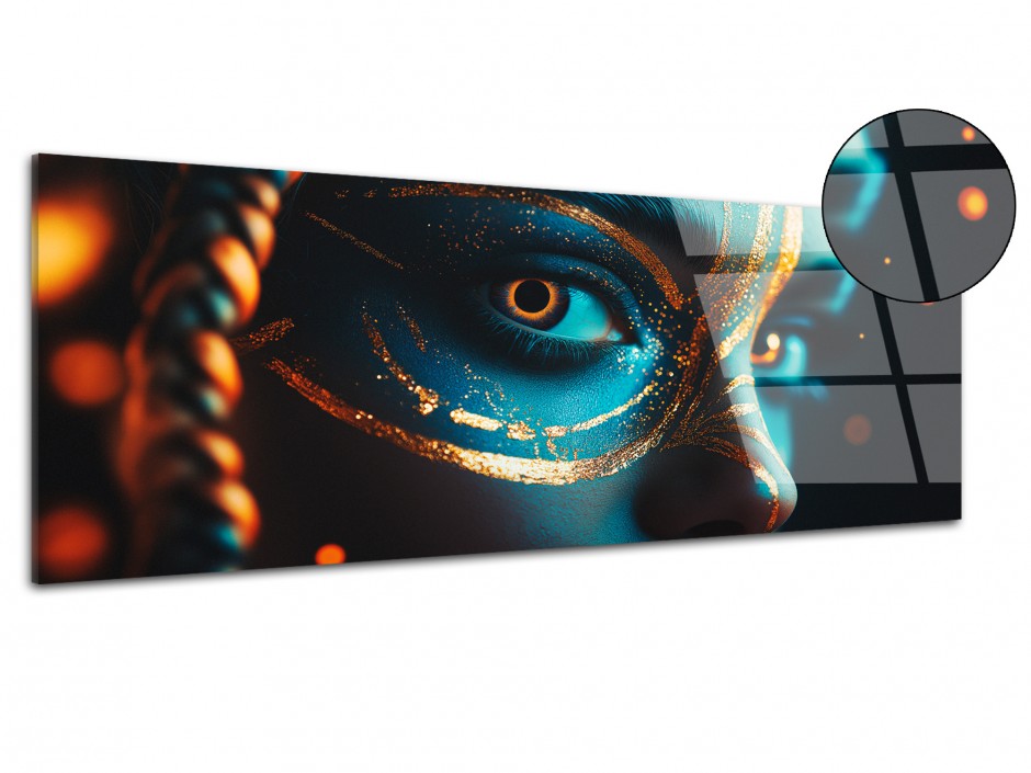 Tableau Plexiglas Masque doré mystique
