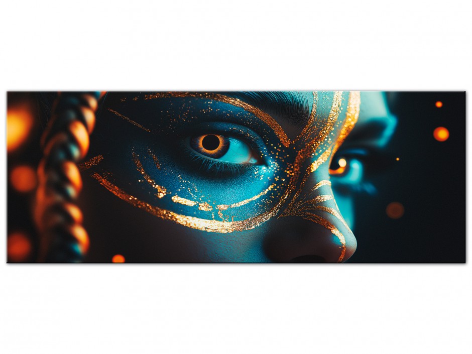 Tableau Aluminium Masque doré mystique