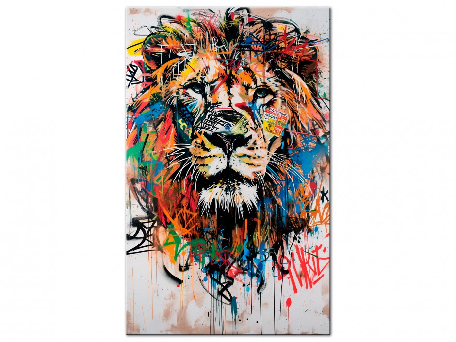 Tableau Aluminium Lion Graffiti