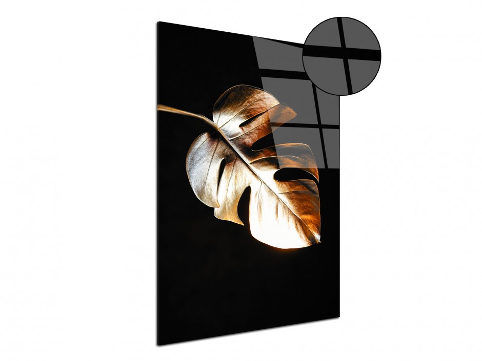 Tableau Plexiglas Feuille Dorée VII