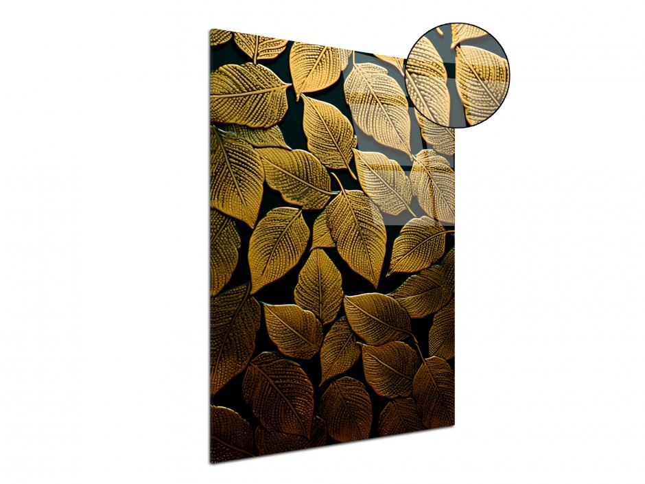 Tableau Plexiglas Feuilles Dorées