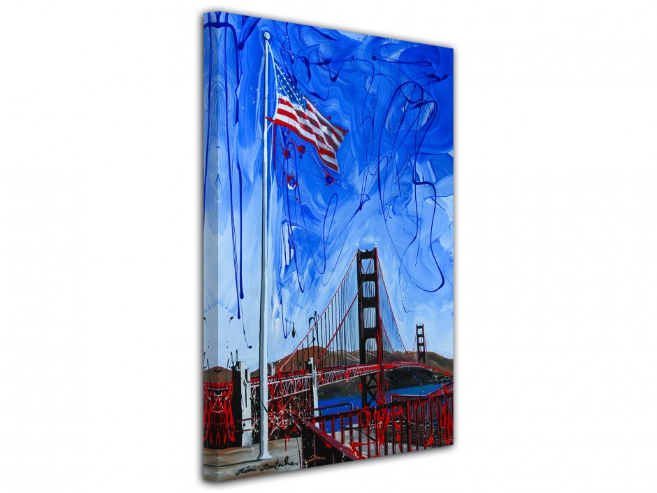 Tableau décoratif US flag peinture reproduction sur toile imprimée