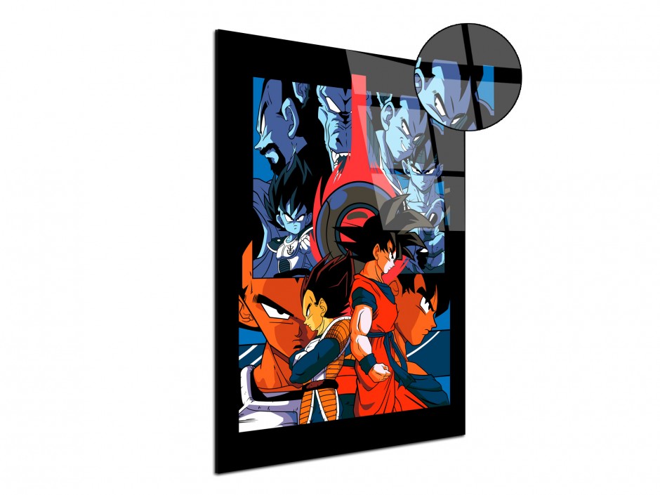 Tableau Plexiglas Saga Saiyan Bleu et Rouge