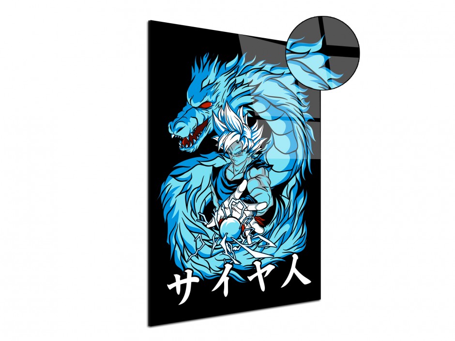 Tableau Plexiglas Guerrier Saiyan Dragon Bleu