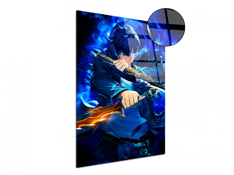 Tableau Plexiglas Guerrier Lames Bleues