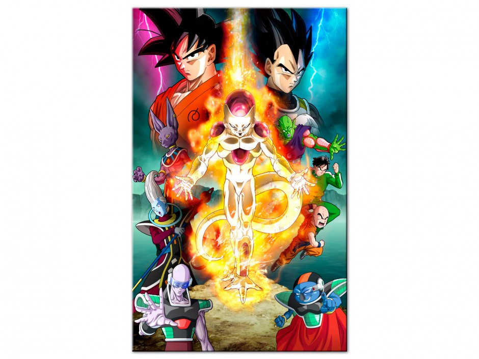 Tableau Aluminium Goku et Vegeta vs Freezer Doré