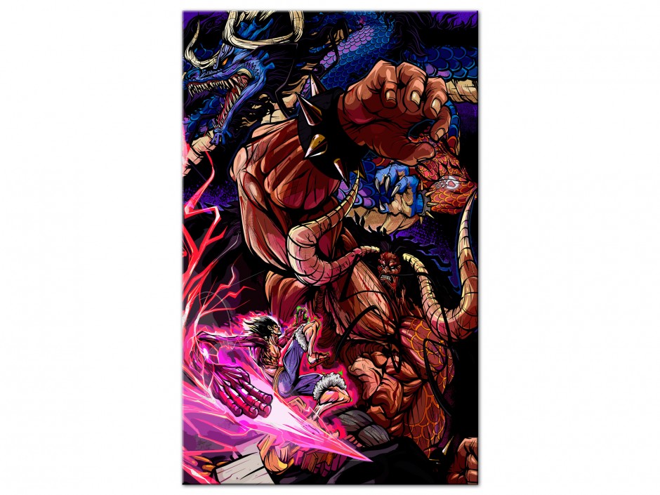 Tableau Aluminium Combat Luffy Gear 5 vs Dragon