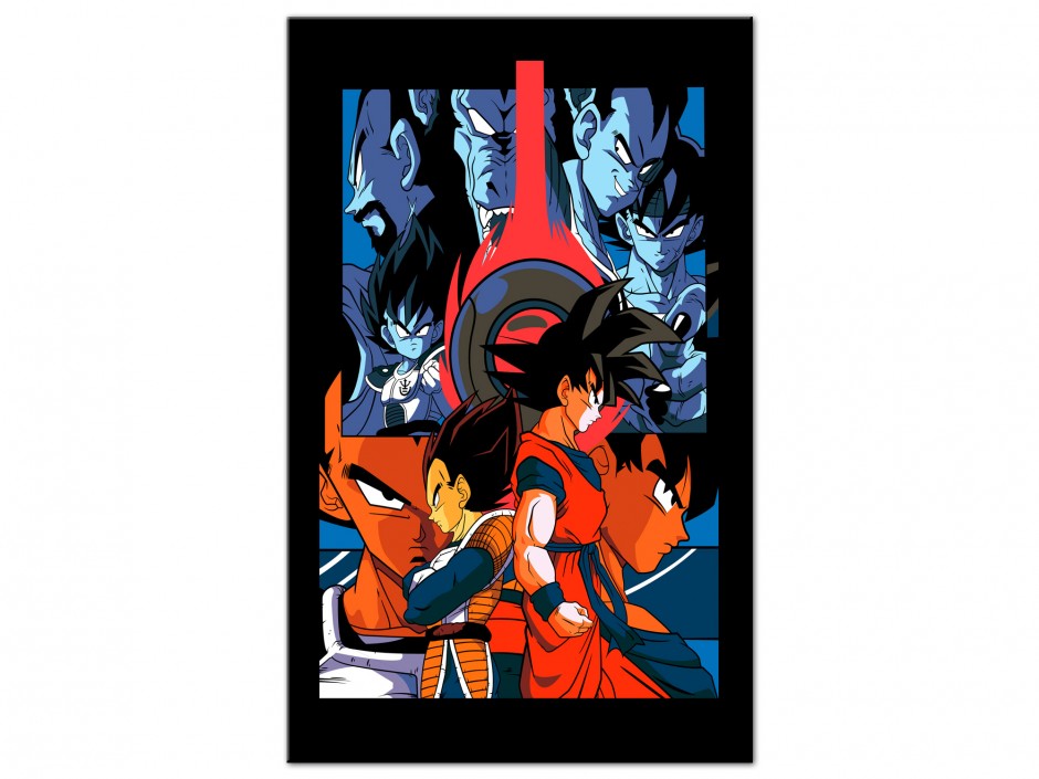 Tableau Aluminium Saga Saiyan Bleu et Rouge