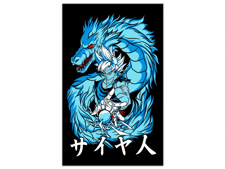 Tableau Aluminium Guerrier Saiyan Dragon Bleu