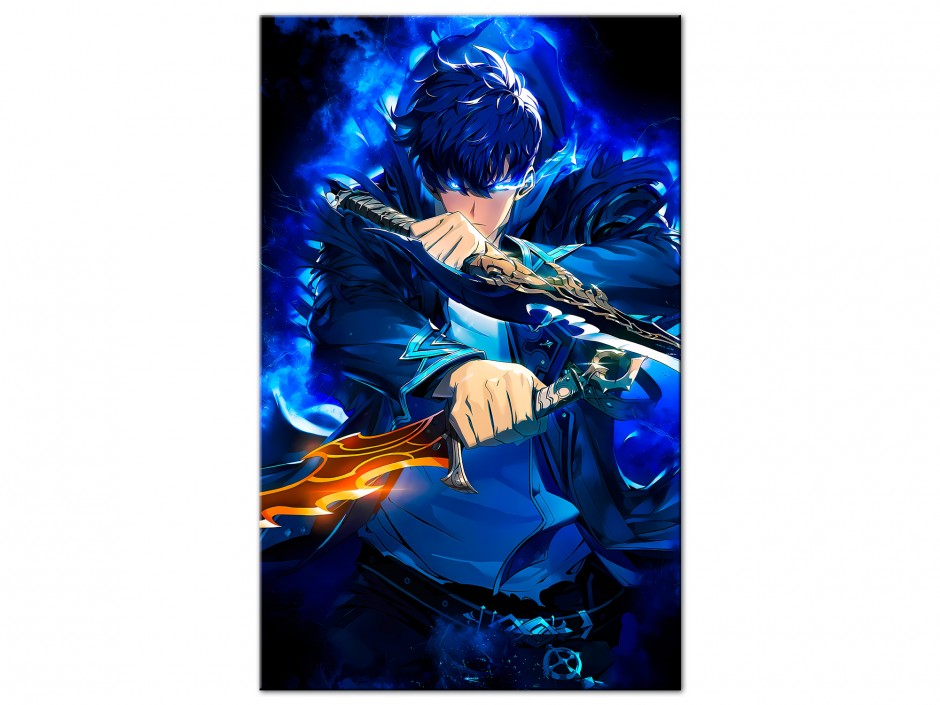 Tableau Aluminium Guerrier Lames Bleues