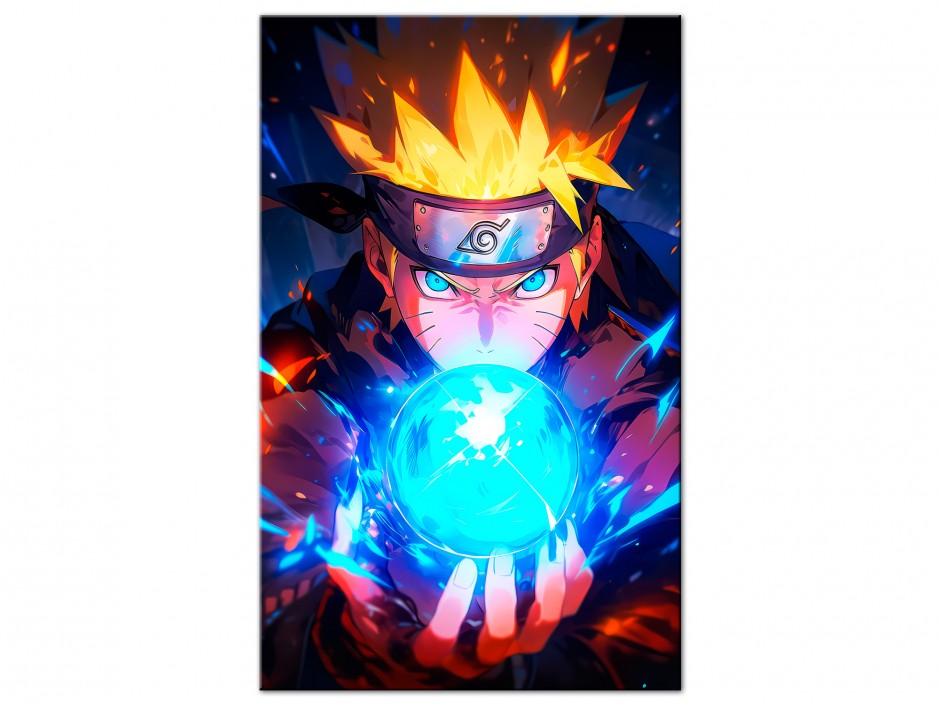 Tableau Aluminium Naruto Rasengan Bleu