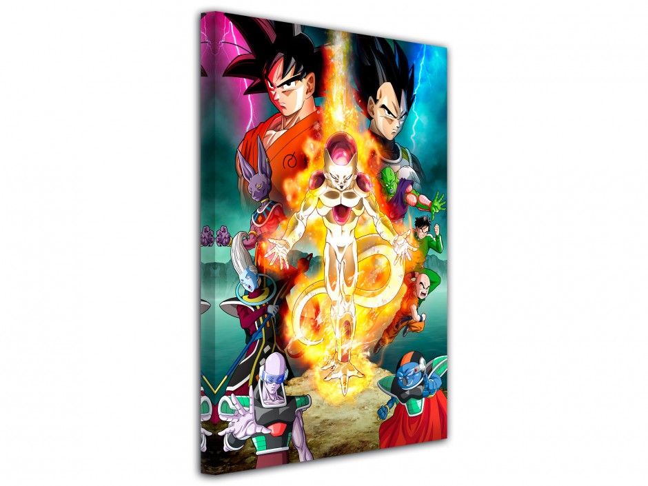 Tableau toile imprimée Goku et Vegeta vs Freezer Doré