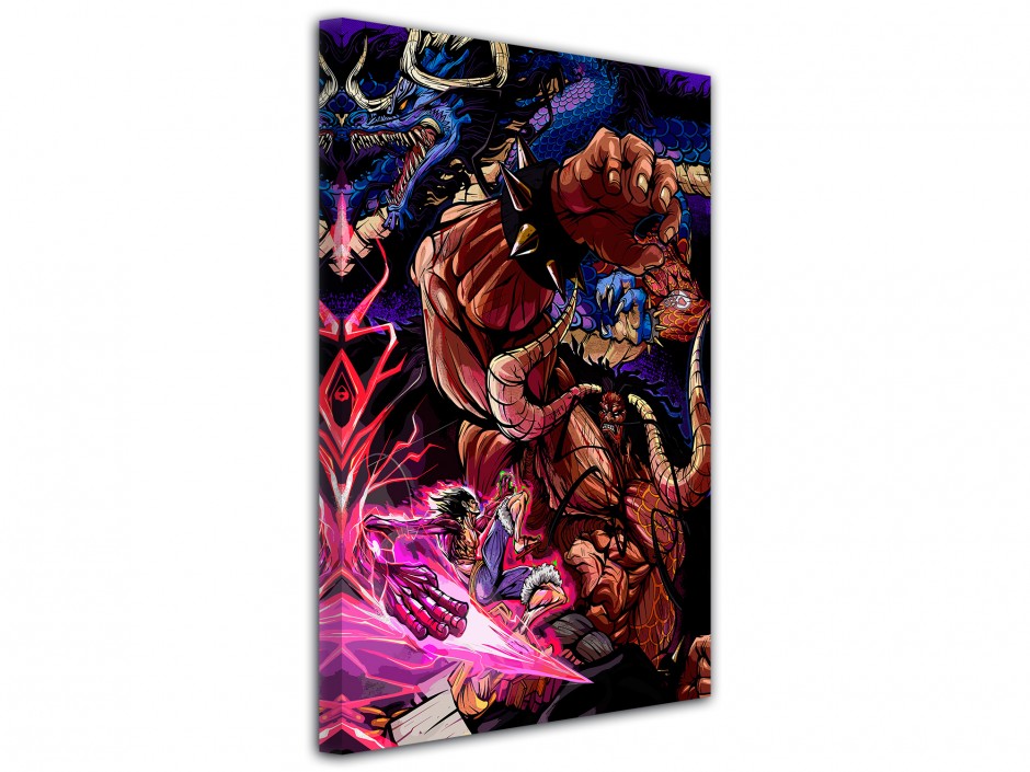 Tableau toile imprimée Combat Luffy Gear 5 vs Dragon
