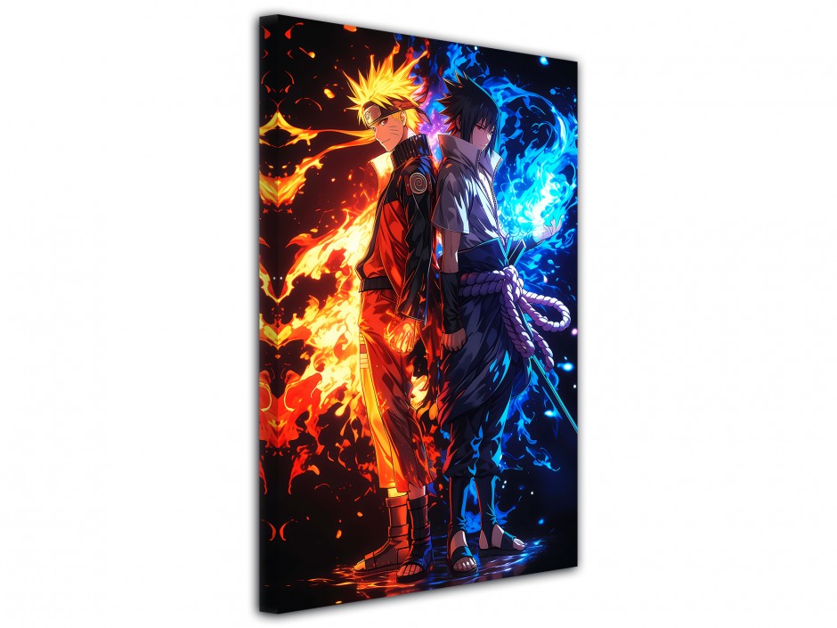 Tableau toile imprimée Naruto Sasuke Feu et Foudre