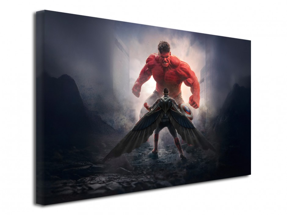 Tableau toile imprimée Falcon vs Red Hulk