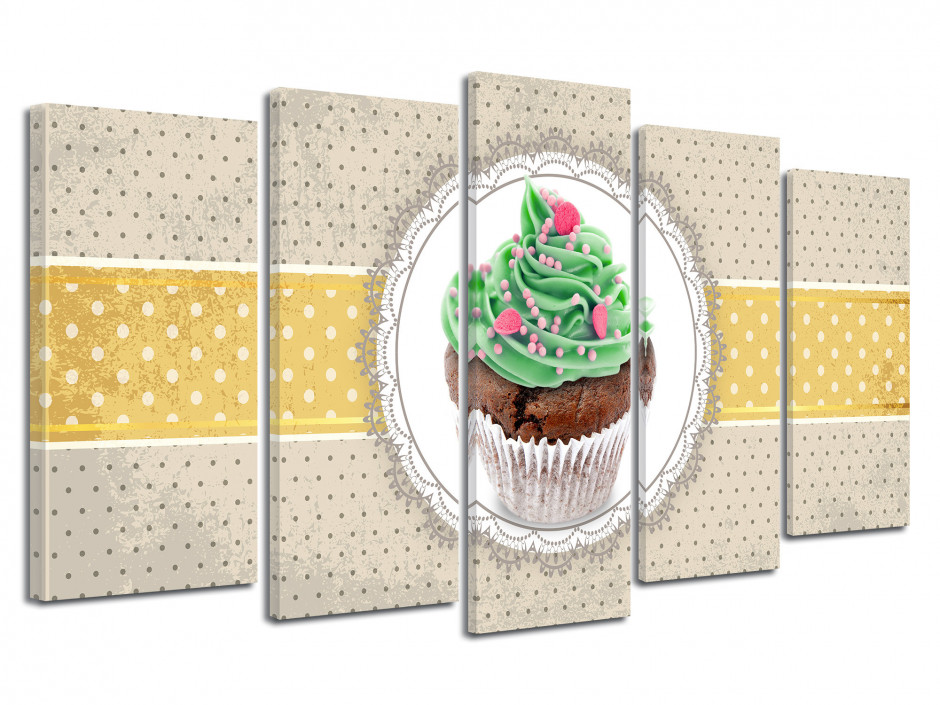 Tableau toile déco cuisine POIS ET CUPCAKE