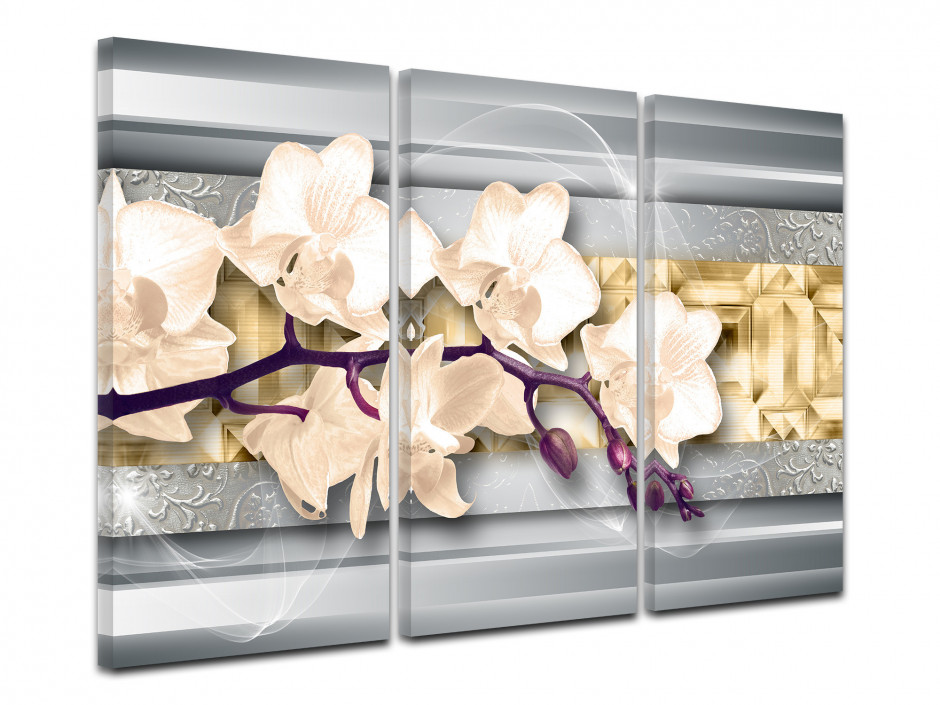 Tableau toile triptyque LES ORCHIDÉES BLANCHES