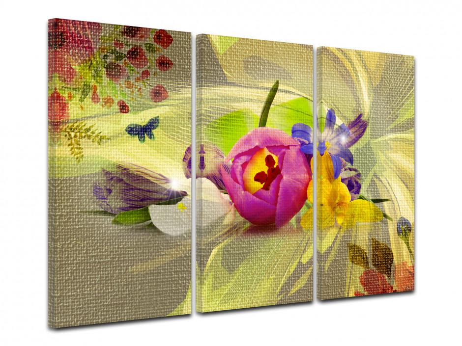 Tableau Triptyque Fleurs