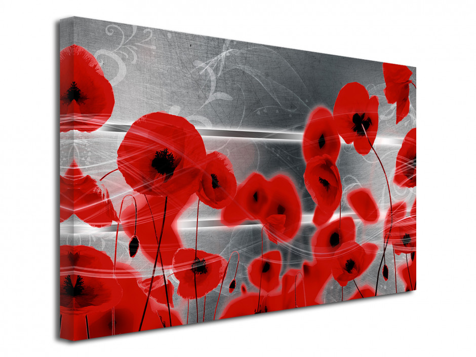 Tableau toile fleurs déco COQUELICOTS ROUGES