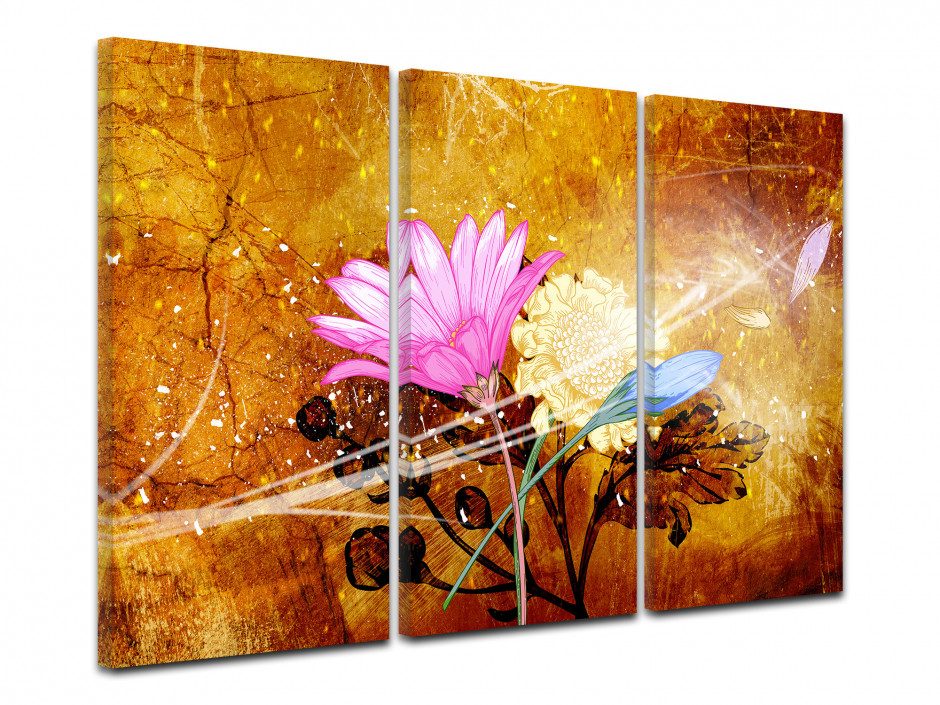 Tableau triptyque moderne design Fleurs