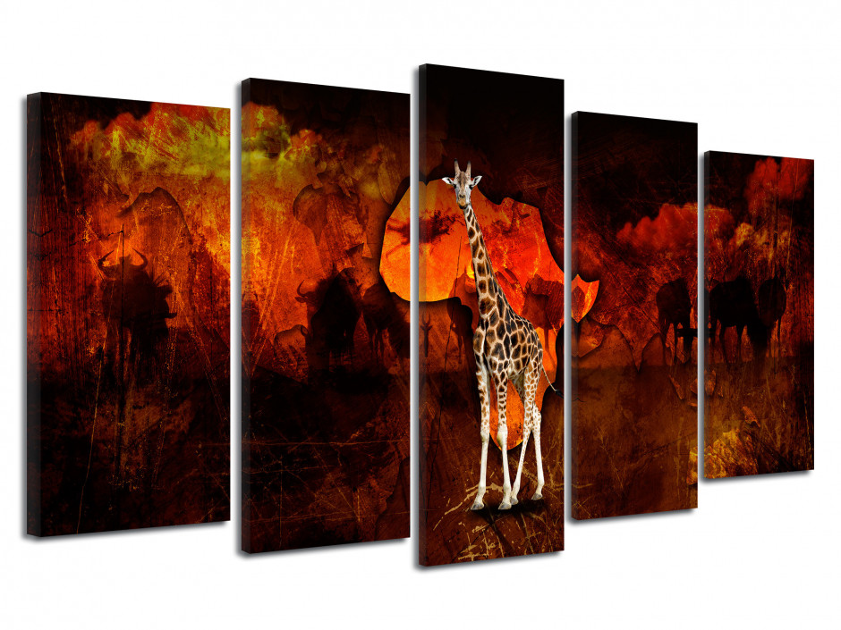 Tableau toile africain photo GIRAFE