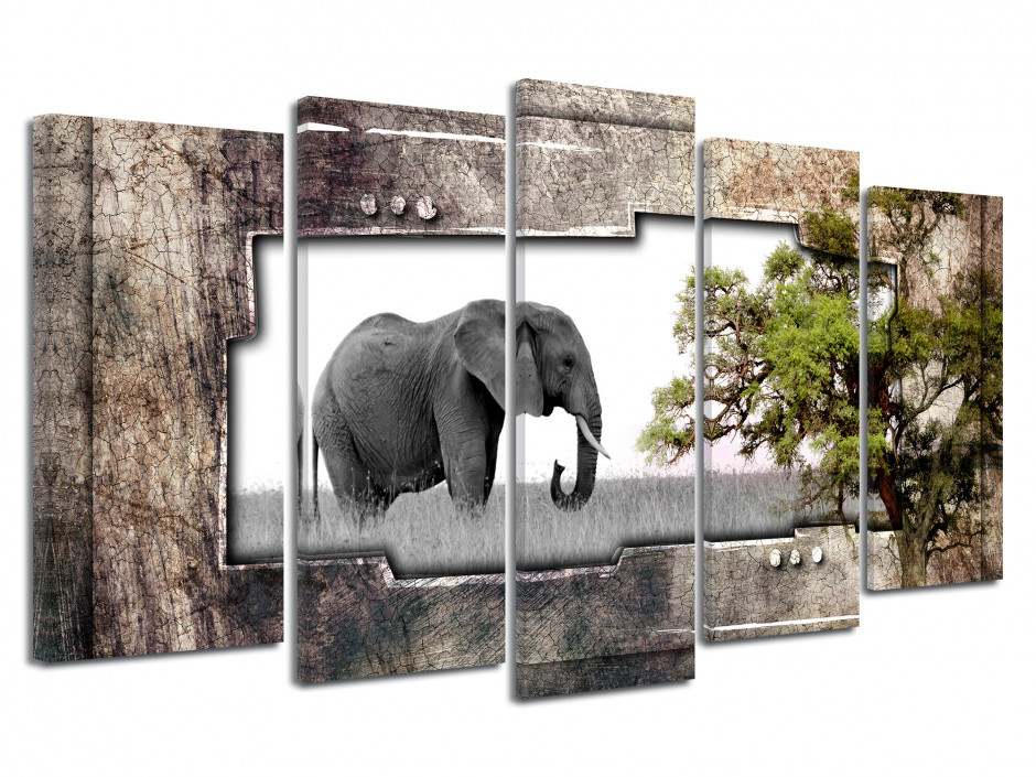 Tableau toile photo ÉLÉPHANT DANS LA SAVANE