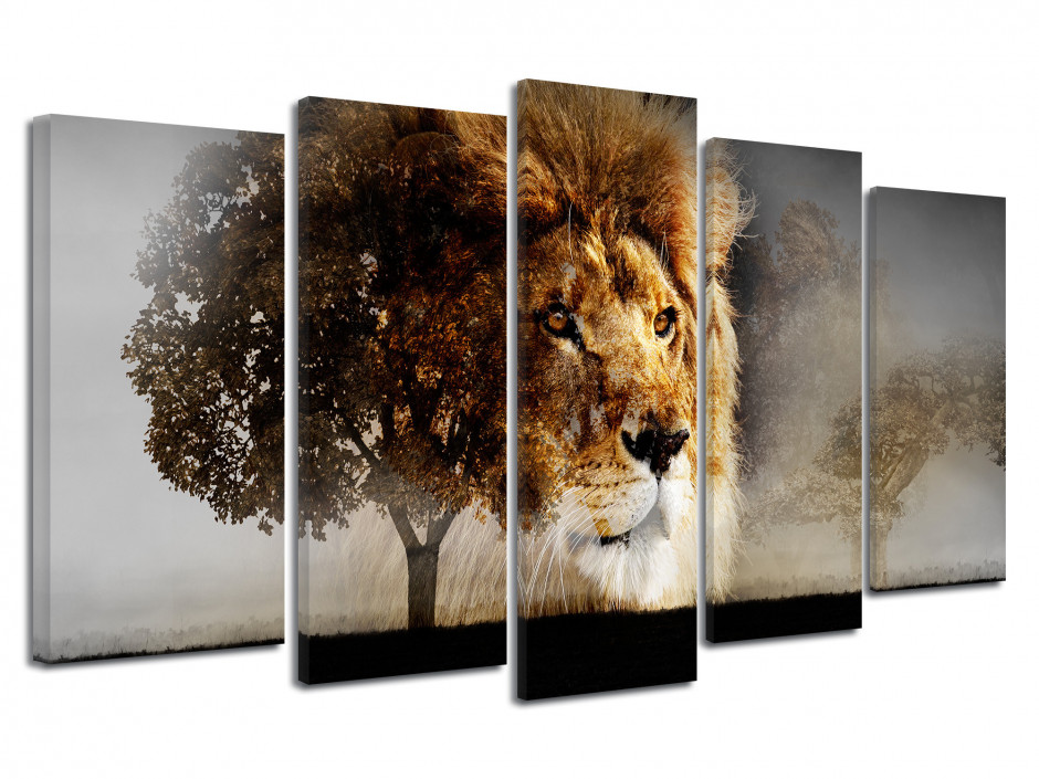 Grand tableau lion photo sur toile imprimée - Prix bas sur Declina