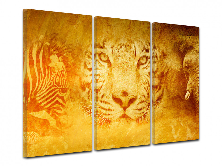 Tableau toile triptyque ANIMAUX SAUVAGES