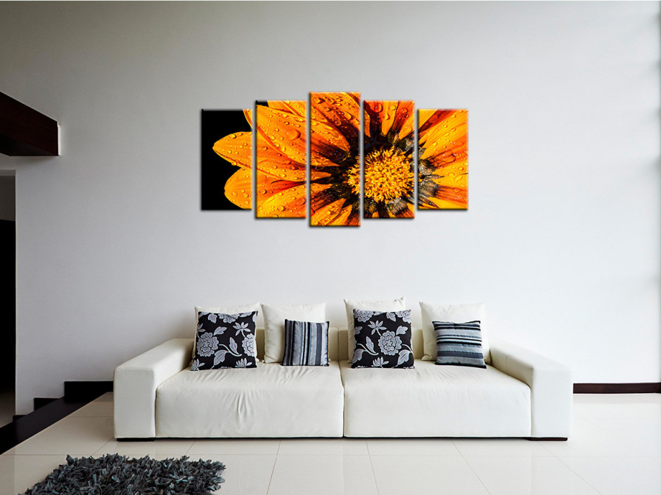 Tableau grand format fleurs orange