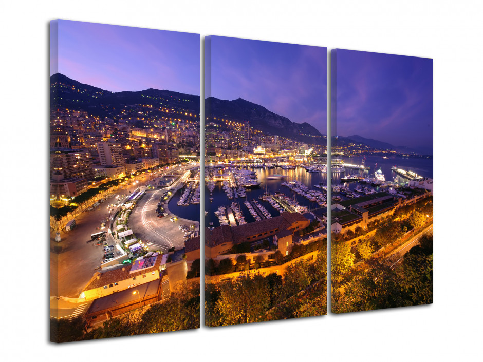 Tableau toile triptyque Port de Monaco