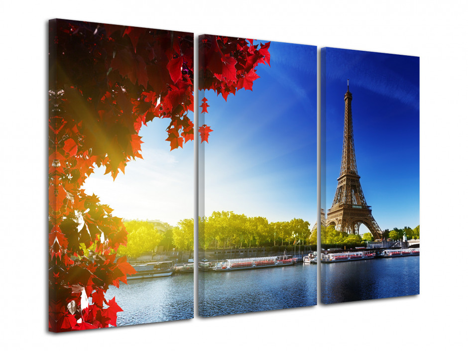Tableau toile triptyque Paris Tour Eiffel