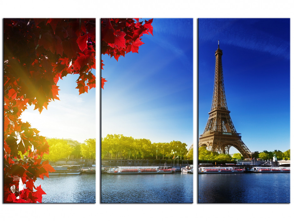 Tableau toile triptyque Paris Tour Eiffel